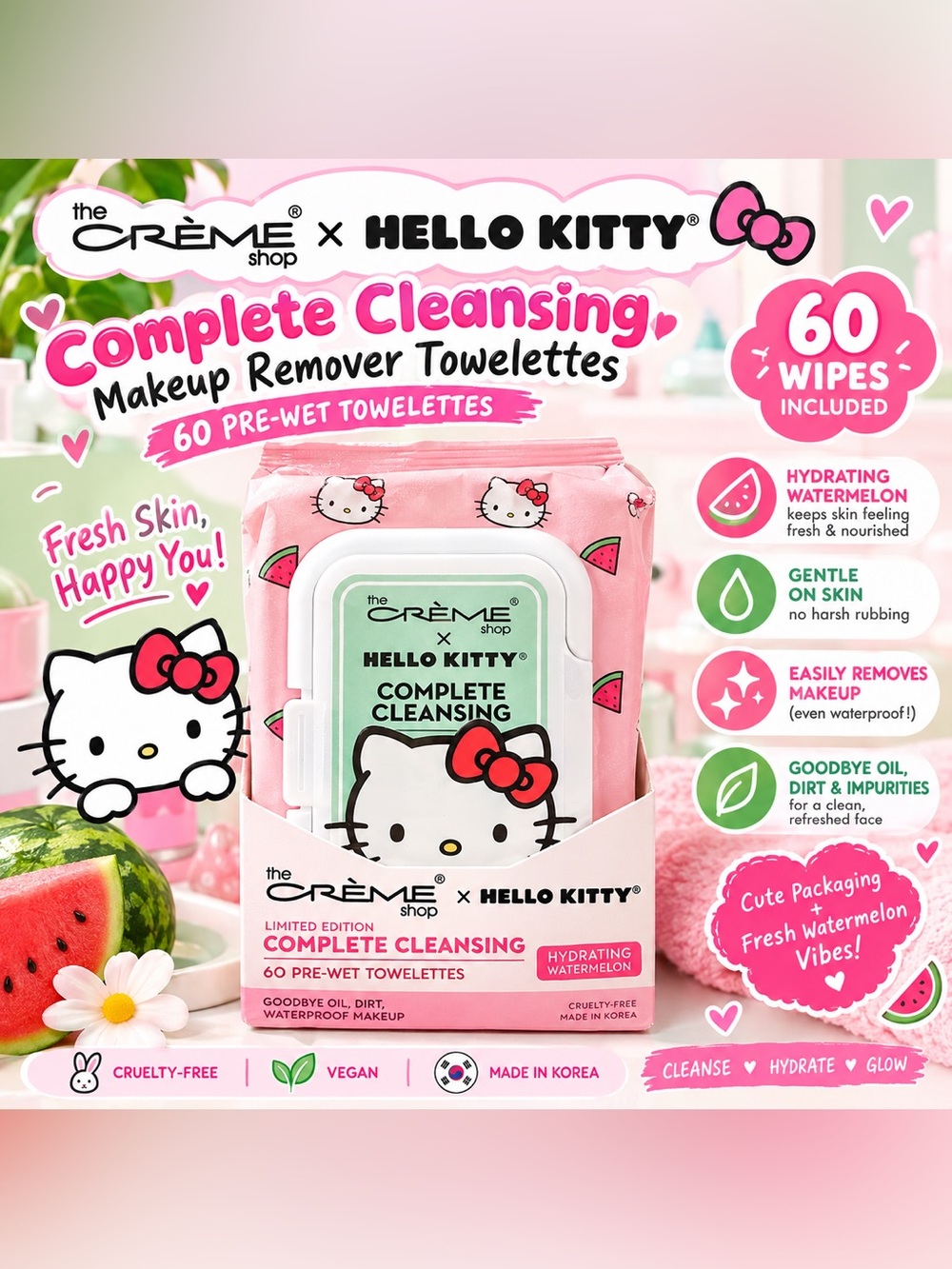The Crรจme Shop x Hello Kitty Complete Cleansing Makeup Remover Wipes